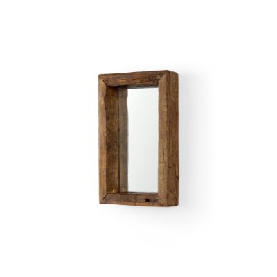 69152 - Gervaise 12L x 2W x7H Small Brown Wood Frame Rectangular Wall Mirror