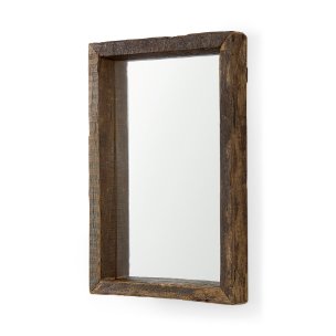 Gervaise 12L x 2W x 18H Brown Wood Frame Rectangular Wall Mirror