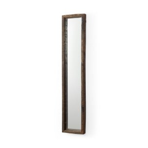 Gervaise 12L x 2W x 59H Brown Wood Frame Rectangular Wall Mirror