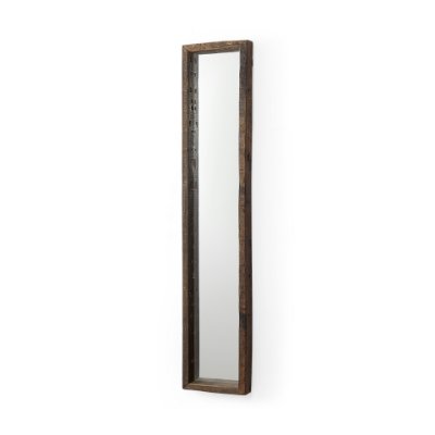 69155 - Gervaise 12L x 2W x 59H Brown Wood Frame Rectangular Wall Mirror