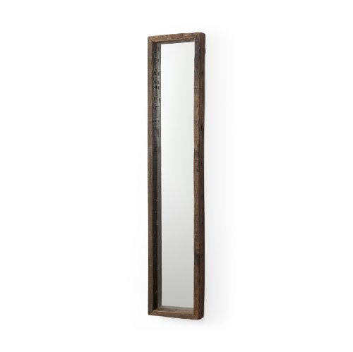 69155 - Gervaise 12L x 2W x 59H Brown Wood Frame Rectangular Wall Mirror