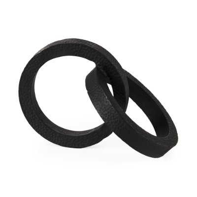 69164 - Rafiki Two Blackened Hammered Finish Metal Conjoined Circles