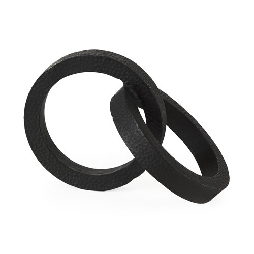 69164 - Rafiki Two Blackened Hammered Finish Metal Conjoined Circles