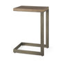 69170 - Faye 14L x 18W x 26H Medium Brown Wood W/ Antique Nickel Finished Metal Base C Side Table