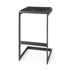 Kiran Backless 30in Seat Bar Stool | Black Wood w/ Black Metal