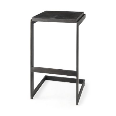 69172 - Kiran 17L x 17W x 30H Black Wood W/ Black Metal Base C-Shape Bar Stool