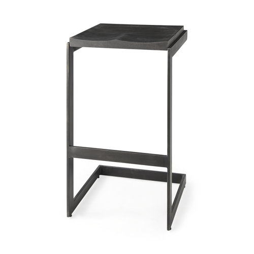 69172 - Kiran 17L x 17W x 30H Black Wood W/ Black Metal Base C-Shape Bar Stool