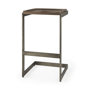 69173 - Kiran 17L x 17W x 30H Medium Brown Wood W/ Antique Nickel Finished Metal Frame Bar Stool