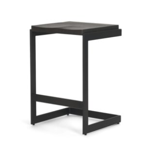 Kiran Backless 26in Seat Counter Stool | Black Wood w/ Black Metal