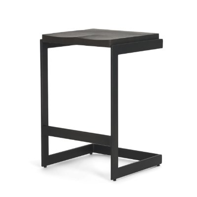 69175 - Kiran 17L x 17W x 26H Black Wood W/ Black Metal Base C-Shape Counter Stool
