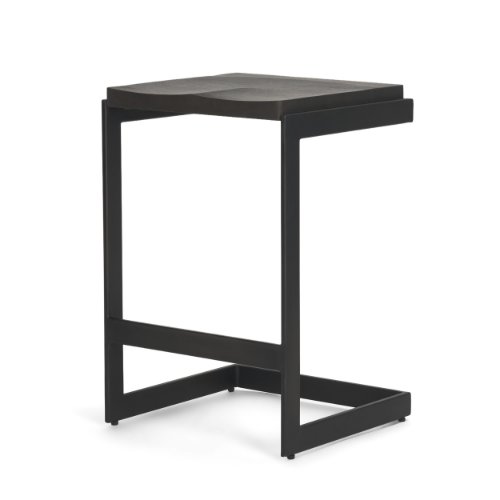 69175 - Kiran 17L x 17W x 26H Black Wood W/ Black Metal Base C-Shape Counter Stool