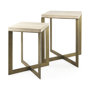69179 - Faye (Set of 2) 19L x 19W x 26H Beige Finished Wood W/ Gold Metal Base Accent Tables