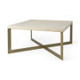 69180 - Faye 34L x 34W x 17H Beige Finished Wood W/Gold Metal Base Square Coffee Table