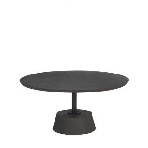 Maxwell 34" Dark Brown Wood W/ Black Metal Pedestal Base Round Coffee Table