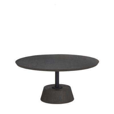 69202 - Maxwell 34" Dark Brown Wood W/ Black Metal Pedestal Base Round Coffee Table