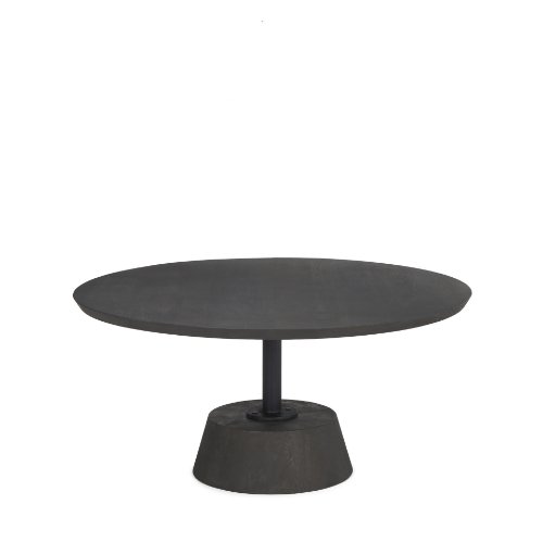 69202 - Maxwell 34" Dark Brown Wood W/ Black Metal Pedestal Base Round Coffee Table