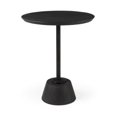 69204 - Maxwell 20" Round Dark Brown Wood w/ Black Metal Pedestal Side Table