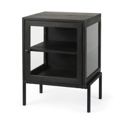 69207 - Arelius 20L x 18W x 26H Black-Brown Wood W/ Black Metal Frame End/Side Table