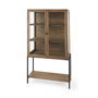 69209 - Arelius 36L x 18.75W x 63H Light Brown Wood W/ Black Metal Base Display Cabinet