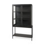 69210 - Arelius 36L x 18.75W x 63H Black-Brown Wood W/ Black Metal Base Display Cabinet