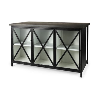 69211 - Dimitra 62.0L x 32.0W x 36.0H Dark Iron W/Glass Doors Kitchen Island 