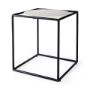 69214 - Austen 20L x 20W x 22H Round White Marble Top W/ Black Metal Frame Side Table