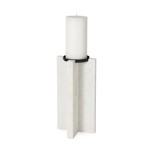 69219 - Sophia 5.5"L x 3.5"W x 10.5"H Marble Candle Holder Large