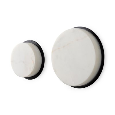69222 - Sophia 5.0 L x 5.0 W x 3.0 H White Marble Set of 2 Wall Hooks
