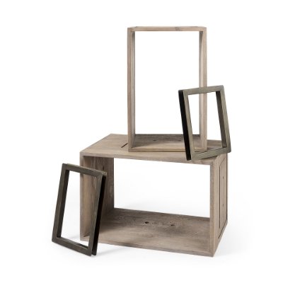 69229 - Simul (Set of 2) Light Brown Wood Modular Shelving Unit