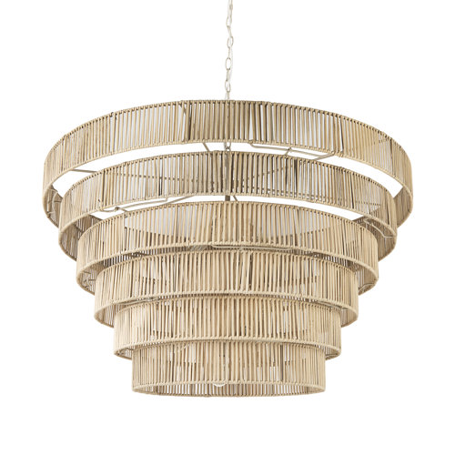 69240 - Marimba 40 L x 40 W x 24 H Natural Cane 6 Tier Chandelier