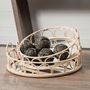 68994 - Leona (Set of 2) Natural Wicker Woven Mirrored Base Nesting Trays