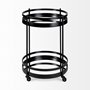 68734 - Ada Round Shape Black Metal Frame Two-Tier w/Glass Shelf Bar Cart