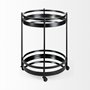 68734 - Ada Round Shape Black Metal Frame Two-Tier w/Glass Shelf Bar Cart