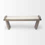 68745 - Elaine I 58L x 14.75W x 20H Brown Wood Upholstered Cream Seat Entryway Bench 