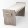 68745 - Elaine I 58L x 14.75W x 20H Brown Wood Upholstered Cream Seat Entryway Bench 
