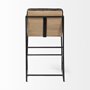 68763 - Stamford 36" Total Height Black Leather Seat w/ Wood Back, Metal Frame Counter Stool