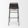 68766 - Kavalan 37.5" Total Height Ebony Leather Seat Black Metal Frame Bar Stool