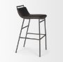 68766 - Kavalan 37.5" Total Height Ebony Leather Seat Black Metal Frame Bar Stool