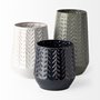 68820 - Gemma I Metal Glossy Dark Blue Chevron Vase