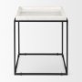 68843-AB - Nathan II 18" x 20" Square Top White Marble and Black Metal End/Side Table 