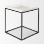 68843-AB - Nathan II 18" x 20" Square Top White Marble and Black Metal End/Side Table 