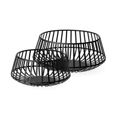 68948 - Emilio Set of 2 Black Metal Slated Bowls 