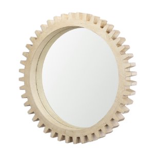 Cog Mirror 35" Round Natural Wood Frame Mirror