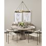 69032-AB - Maxwell II 54" Round Brown Solid Wood Top Brown Wood/Gold Metal Base Dining Table