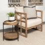 67515 - Skylar II Tan Fabric Covered Cushioned Demi-Lune Wooden Frame Accent Chair 
