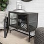 69010 - Arelius  36L x 18W Black-Brown Wood, Black Metal Base w/ 2 Glass Doors Accent Cabinet 