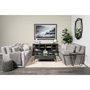69011 - Arelius 70L x 18.75W x 32H Black-Brown Wood, Black Metal Base w/ 4 Glass Cabinet Doors Sideboard