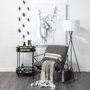 69137 - Leonidas 28.5L x 29.5W x 34.0H  Grey Fabric Wrap Black Metal Frame Accent Chair