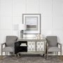 68195 - Palisades Grey Fabric Wrap Brown Wooden Frame Dining Chair