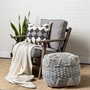 67584 - Rofi Blue Denim and Cream Cotton Stitched Square Pouf 